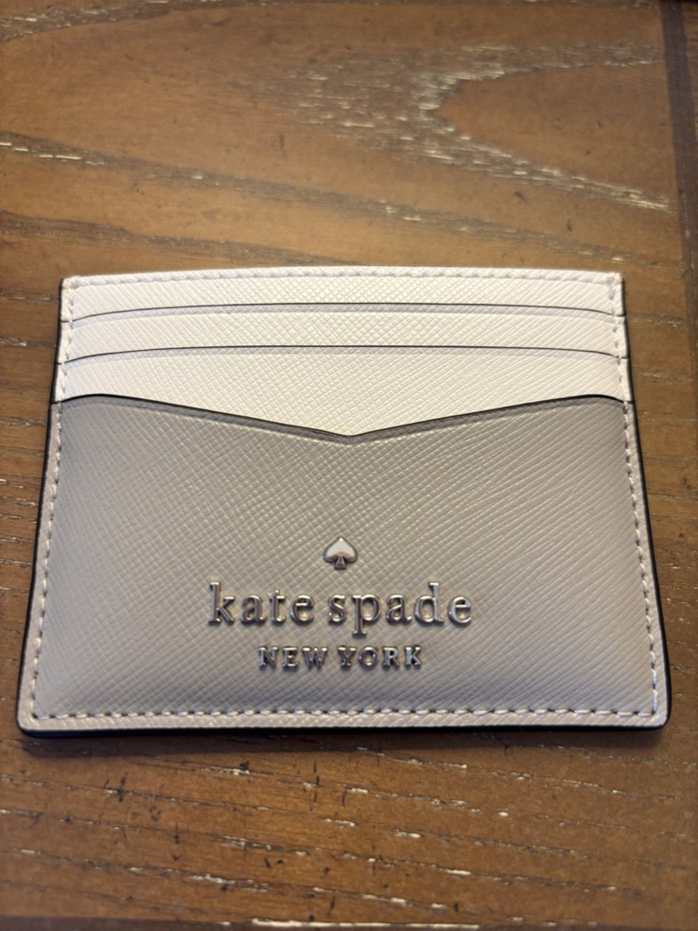 kate spade Two-Tone Card Case in White and Light Gray
